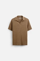 LINEN - VISCOSE KNIT POLO SHIRT