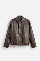 FAUX LEATHER POCKET JACKET