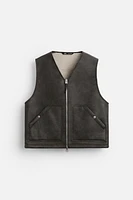 DOUBLE FACED FAUX LEATHER VEST