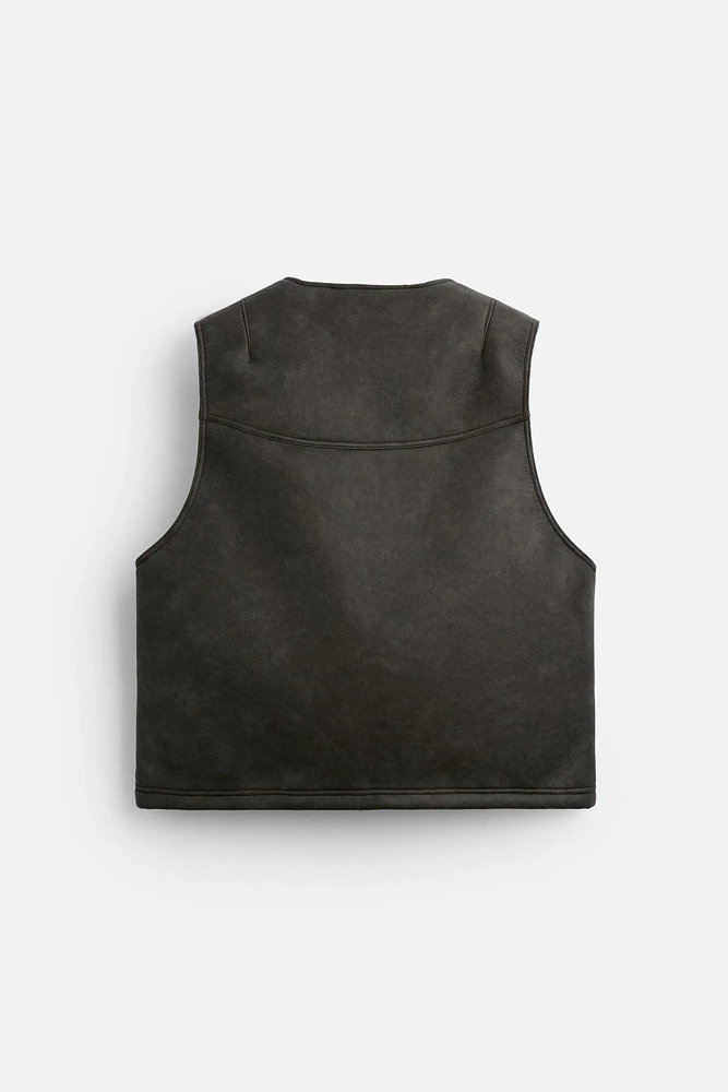 DOUBLE FACED FAUX LEATHER VEST