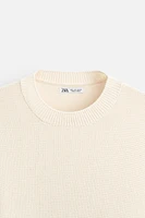 COTTON BLEND TEXTURED WEAVE SWEATER