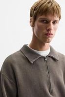 TEXTURED WASHED KNIT POLO