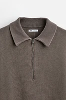 TEXTURED WASHED KNIT POLO