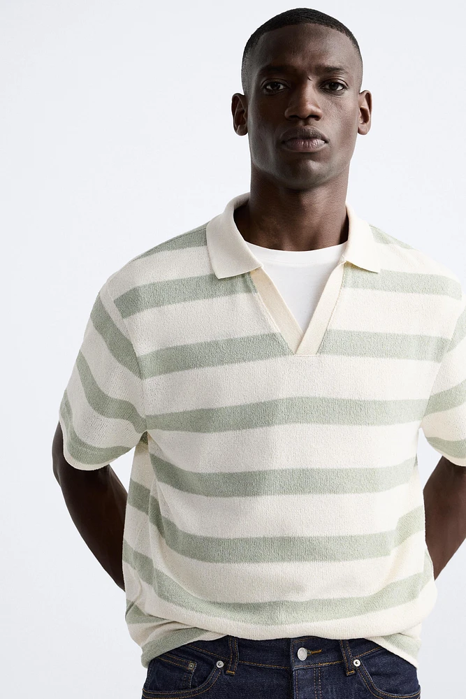 TEXTURED STRIPED POLO