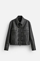 FAUX LEATHER WASHED JACKET