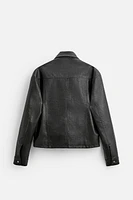 FAUX LEATHER WASHED JACKET