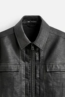 FAUX LEATHER WASHED JACKET