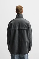 FAUX LEATHER PARKA WITH POCKETS