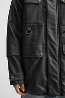 FAUX LEATHER PARKA WITH POCKETS