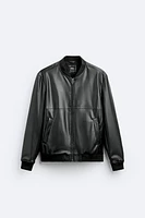 FAUX LEATHER BOMBER JACKET