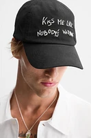 EMBROIDERED TEXT CAP