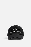 EMBROIDERED TEXT CAP