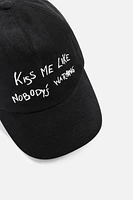 EMBROIDERED TEXT CAP