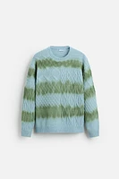 CABLE KNIT SPRAY PRINT SWEATER