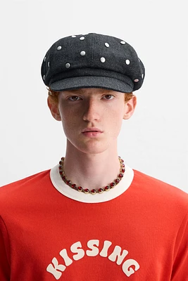 STUDDED DENIM BERET X HARRY LAMBERT