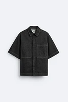 CONTRAST TOPSTITCHED DENIM SHIRT