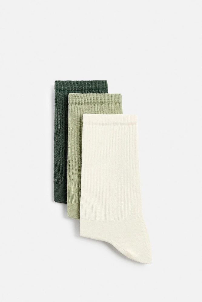 3-PACK OF RIBBED SOCKS