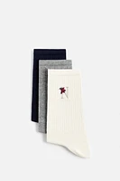 3-PACK OF COMBINATION EMBROIDERED SOCKS