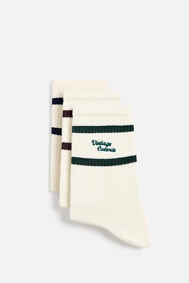 3-PACK OF EMBROIDERED SOCKS