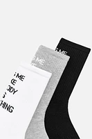 3-PACK OF TEXT SOCKS