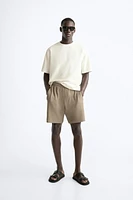 TEXTURED WEAVE SHORTS WITH MESH