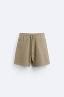 TEXTURED WEAVE SHORTS WITH MESH