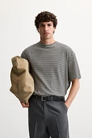 COTTON - LINEN STRIPED T-SHIRT