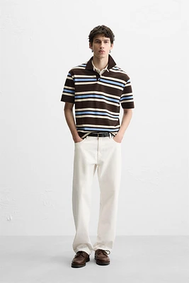 PIQUÉ TEXTURED STRIPED POLO SHIRT