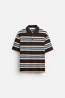 PIQUÉ TEXTURED STRIPED POLO SHIRT