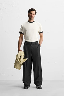 PLEATED PANTS WITH BELT