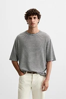 STRIPED HEMP - VISCOSE T-SHIRT