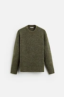 FLECKED KNIT RIBBED SWEATER