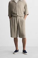 100% LINEN OVERSIZED FIT SHORTS