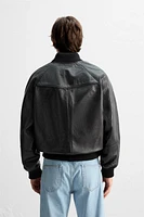 LEATHER BOMBER JACKET