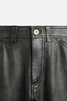 WASHED EFFECT LEATHER CARPENTER PANTS