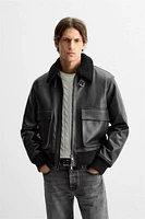 LEATHER AVIATOR JACKET