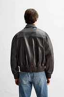 SHIMMER EFFECT LEATHER JACKET