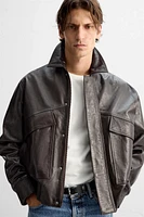 SHIMMER EFFECT LEATHER JACKET