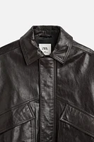 SHIMMER EFFECT LEATHER JACKET