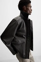 POCKET LEATHER PARKA