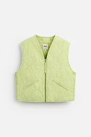 PRINTED WASHED EFFECT QUILTED VEST