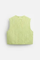 PRINTED WASHED EFFECT QUILTED VEST