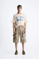 CARGO POCKET DENIM SHORTS