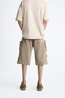 CARGO POCKET DENIM SHORTS