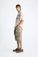 CARGO POCKET DENIM SHORTS