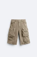 CARGO POCKET DENIM SHORTS