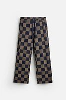 CHECKERED KNIT PANTS