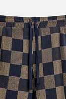 CHECKERED KNIT PANTS