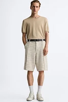 TEXTURED WEAVE RUFFLED SHORTS