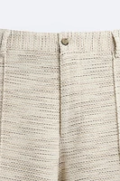 TEXTURED WEAVE RUFFLED SHORTS